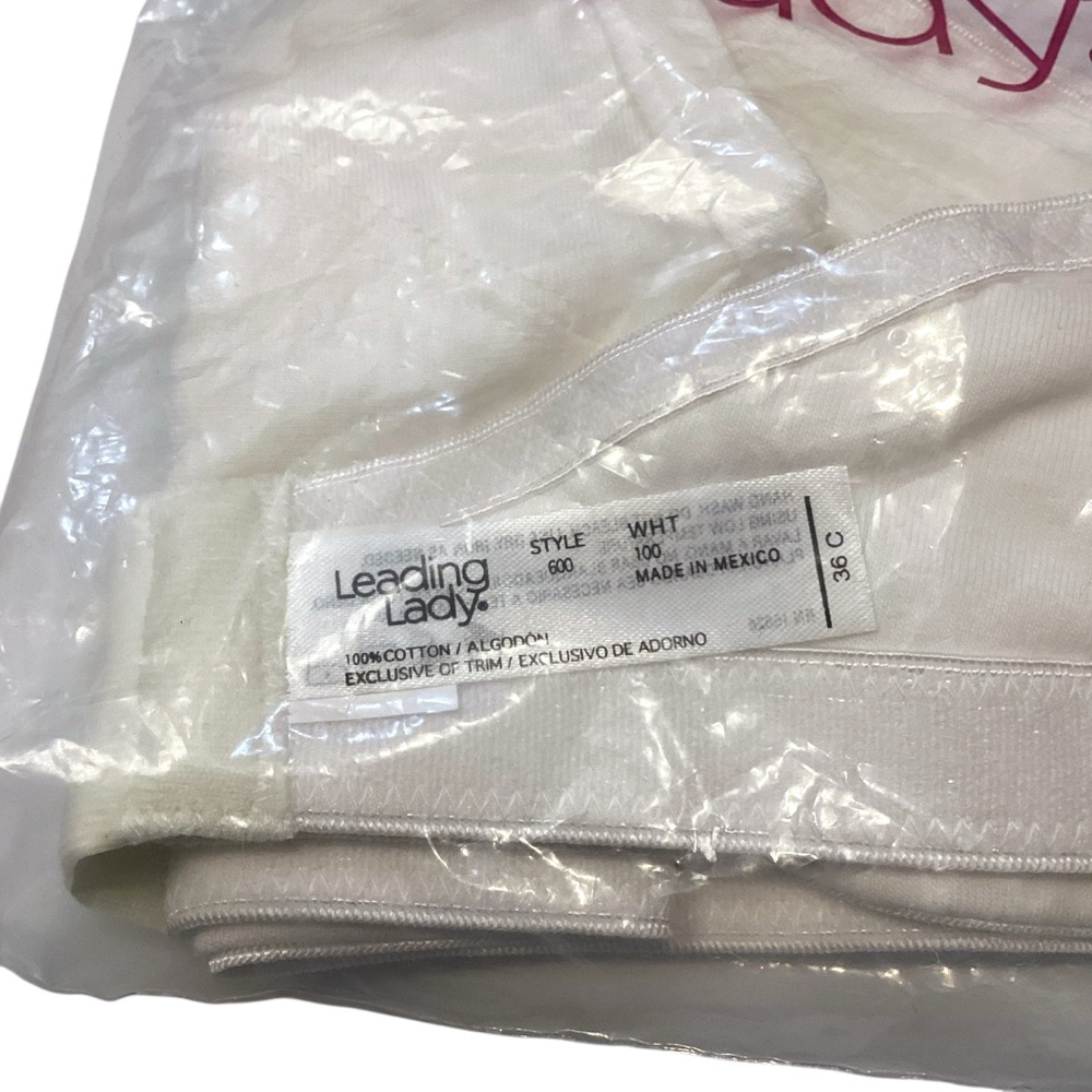 Leading Lady ‘The Bettie’ Cotton Wireless Latex Free Bra White Size 36C NEW - Picture 4 of 4